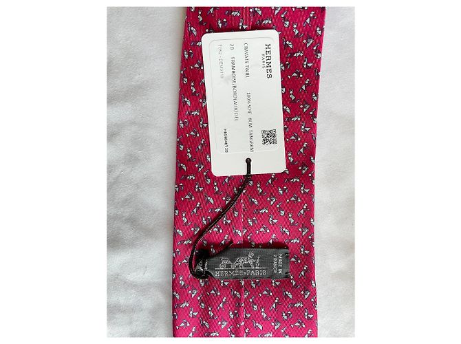 Cravatta Hermès Tangram in seta fucsia Fuschia - vista 6