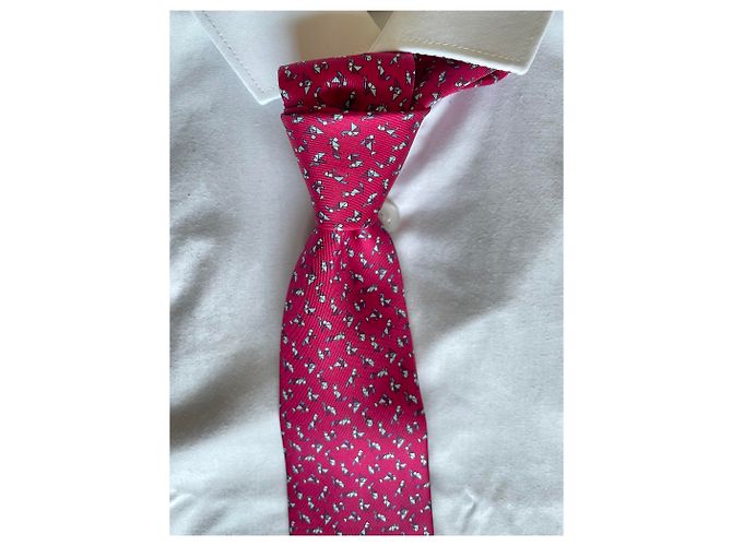 Cravatta Hermès Tangram in seta fucsia Fuschia - vista 8