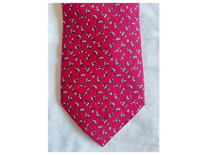 Cravatta Hermès Tangram in seta fucsia Fuschia - vista 9