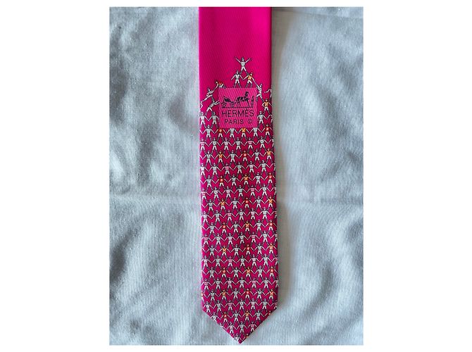 Cravatta Hermès Twillbi Dance Jockey Fuschia - vista 4