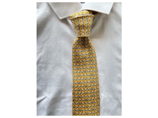 Hermès Lining a Perocan tie Yellow - view 2
