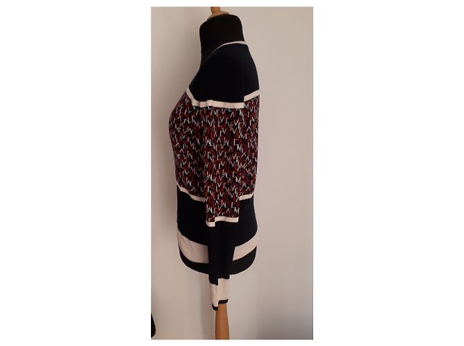 Hallhuber Mehrfarbiger Jacquard Print V-Ausschnitt Pullover 42 Mehrfarben - Ansicht 2