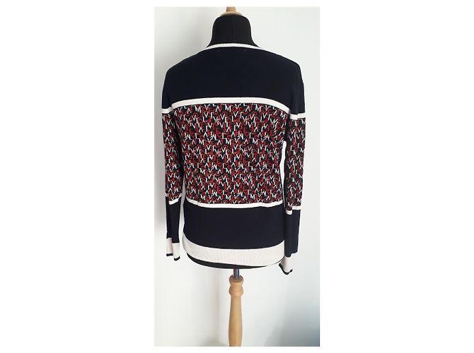 Hallhuber Mehrfarbiger Jacquard Print V-Ausschnitt Pullover 42 Mehrfarben - Ansicht 3