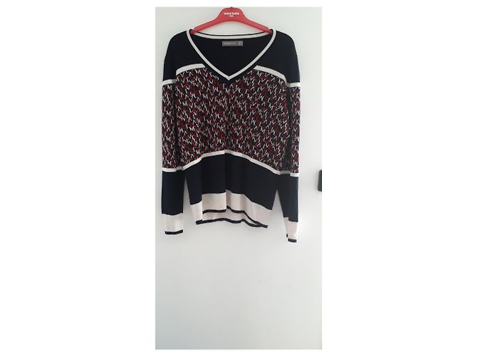 Hallhuber Mehrfarbiger Jacquard Print V-Ausschnitt Pullover 42 Mehrfarben - Ansicht 6