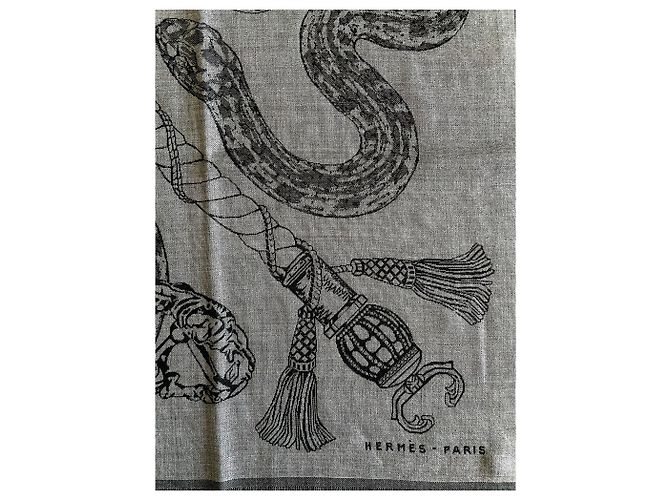 Hermès Caducee Rock Schal 100 Schwarz Grau - Ansicht 11