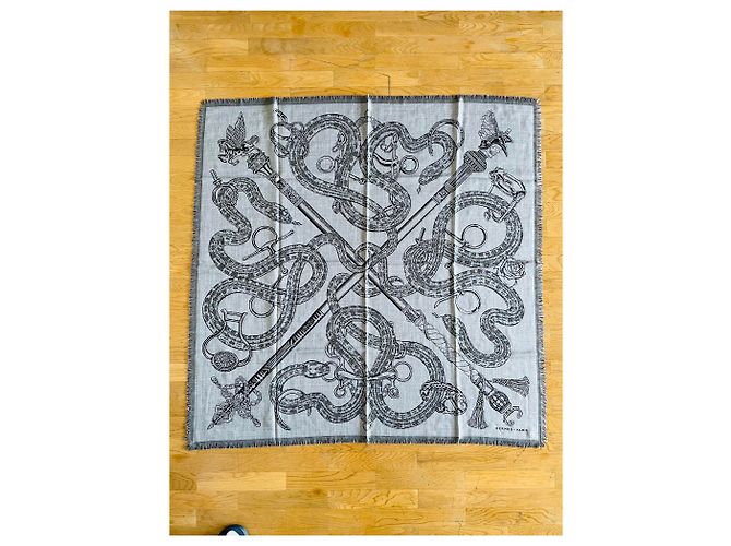 Hermès Caducee Rock Schal 100 Schwarz Grau - Ansicht 4