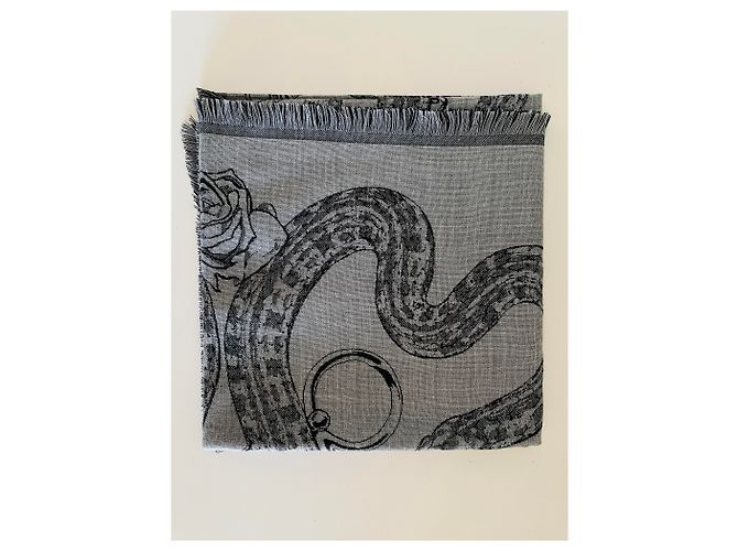 Hermès Caducee Rock Schal 100 Schwarz Grau - Ansicht 6