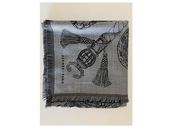 Hermès Caducee Rock Schal 100 Schwarz Grau - Ansicht 7