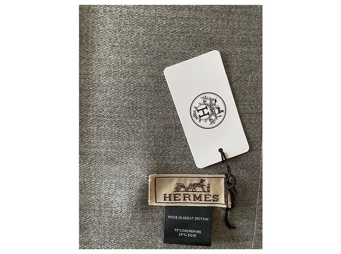 Hermès Carré H 120 bandiera Beige Grigio - vista 12