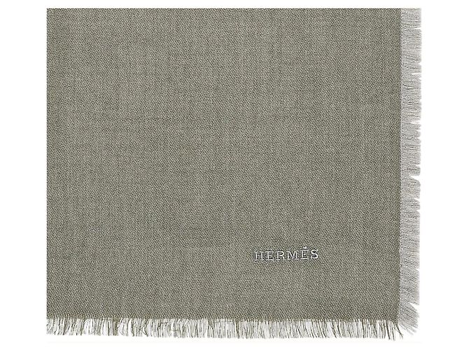 Hermès Carré H 120 bandiera Beige Grigio - vista 6