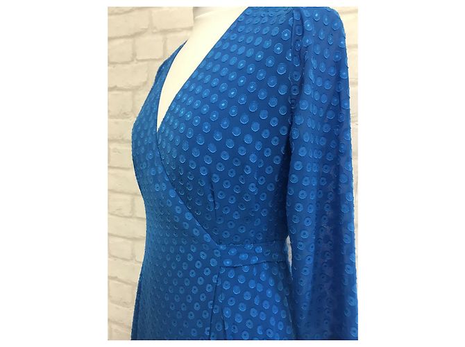 Hobbs Cassie Wickelkleid blau kobalt Jacquard - Ansicht 3