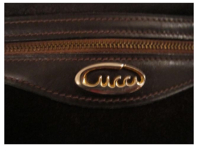 Borsa Camera Gucci in pelle scamosciata marrone - vista 3