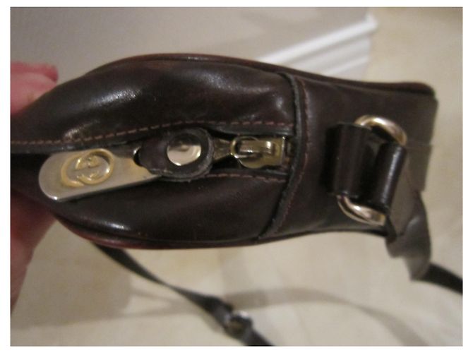 Borsa Camera Gucci in pelle scamosciata marrone - vista 6