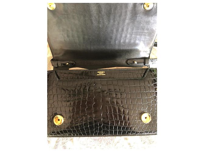 Borsa Hermès Annie Haute Couture in pelle di coccodrillo nera Nero - vista 5