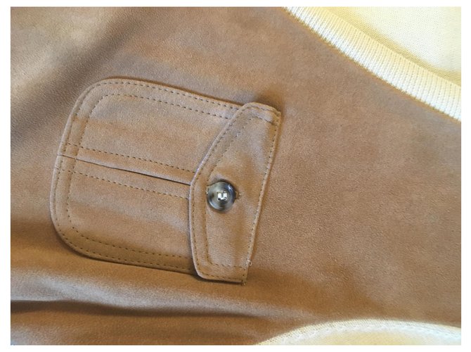 Chaleco massimo dutti de algodón y ante Beige - vista 3