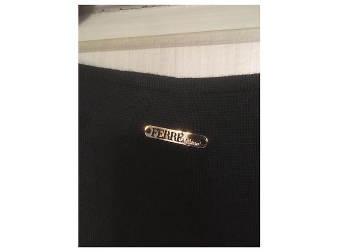 Ferré Milano Schwarzes kurzärmeliges Wollkleid - Ansicht 4