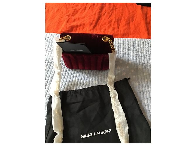 Borsa a tracolla Yves Saint Laurent in velluto rosso - vista 5