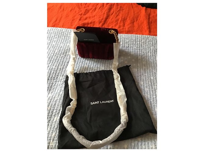 Borsa a tracolla Yves Saint Laurent in velluto rosso - vista 6