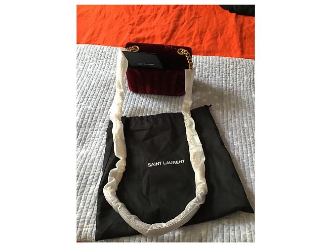Borsa a tracolla Yves Saint Laurent in velluto rosso - vista 7