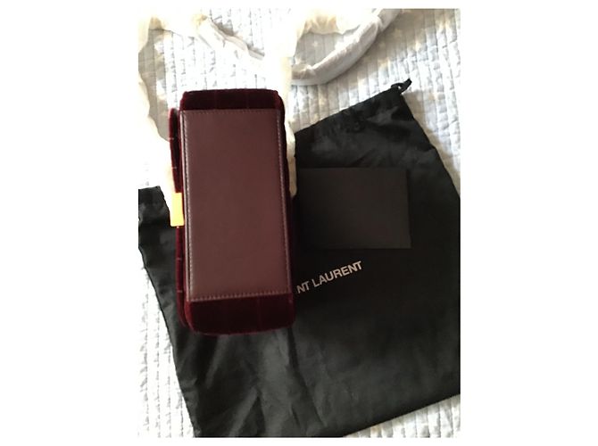 Borsa a tracolla Yves Saint Laurent in velluto rosso - vista 8