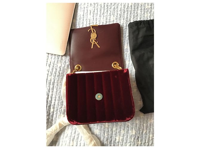 Borsa a tracolla Yves Saint Laurent in velluto rosso - vista 9