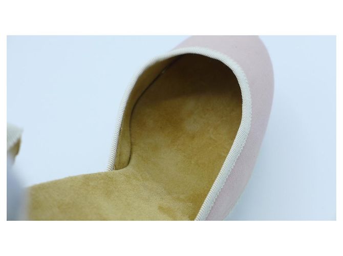 Espadrillas con zeppa Hermès in tela rosa e beige - vista 7