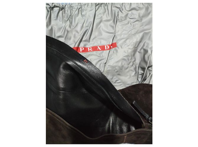 BOTAS DE CUÑA PRADA BROWN ANTE Castaño - vista 2