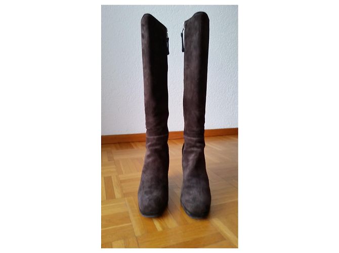 BOTAS DE CUÑA PRADA BROWN ANTE Castaño - vista 4