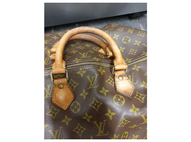 Borsa Louis Vuitton Speedy 40 Marrone in Tela e Pelle - vista 3