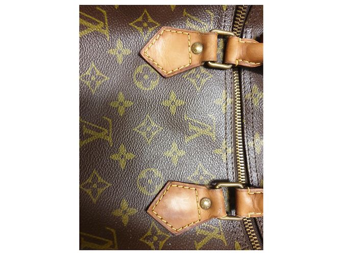 Borsa Louis Vuitton Speedy 40 Marrone in Tela e Pelle - vista 4