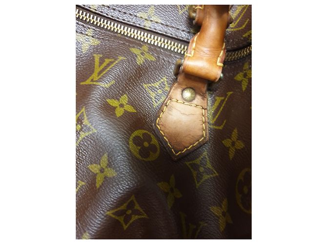 Borsa Louis Vuitton Speedy 40 Marrone in Tela e Pelle - vista 6