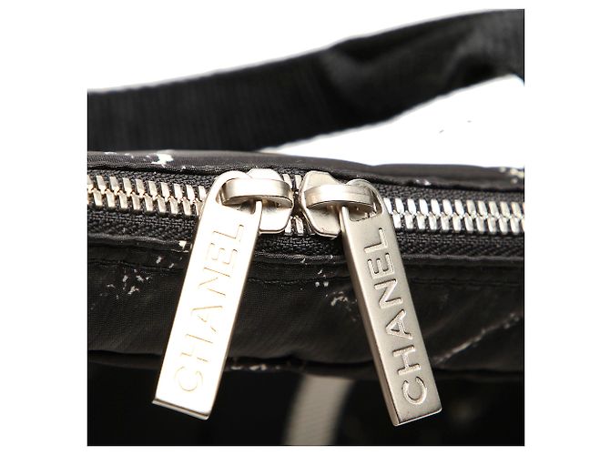 Custodia per laptop in nylon nera Old Travel Line Chanel Nero Bianco - vista 10