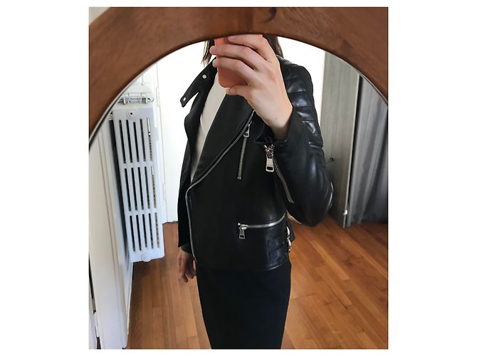 Gucci Bikerjacke aus schwarzem Lammfell - Ansicht 3