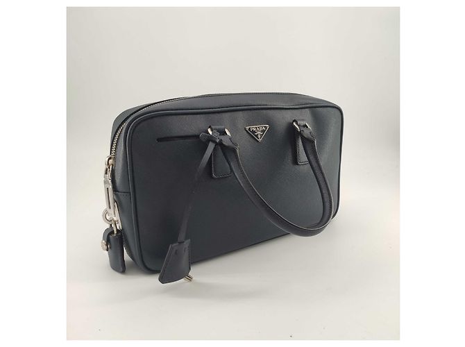 Prada, Borsa a tracolla in pelle saffiano Blu navy - vista 3
