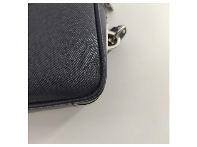 Prada, Borsa a tracolla in pelle saffiano Blu navy - vista 9