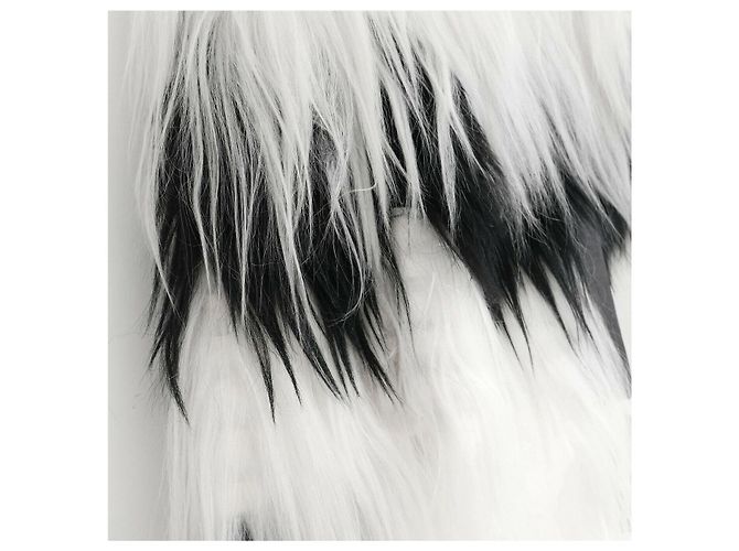 Valentino Black/White Stripe Mongolian Goat Fur & Leather Coat - view 6