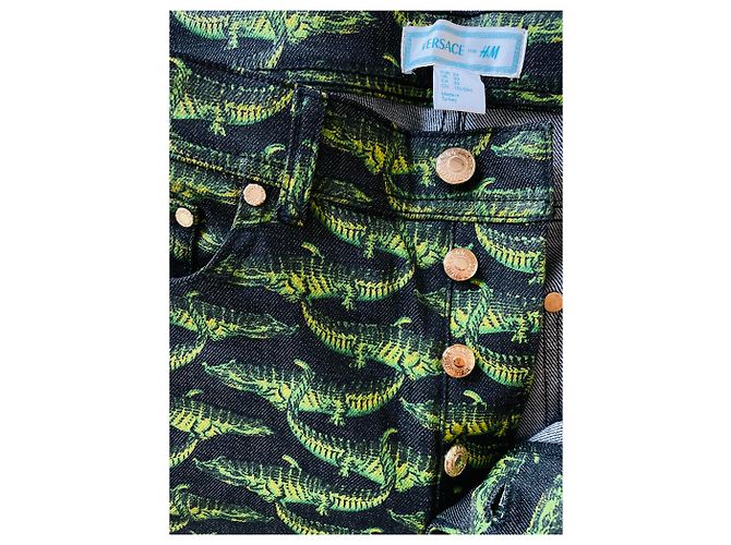 Versace For H&M Jeans mit Krokodilprint Schwarz Grün Dunkelgrün - Ansicht 5