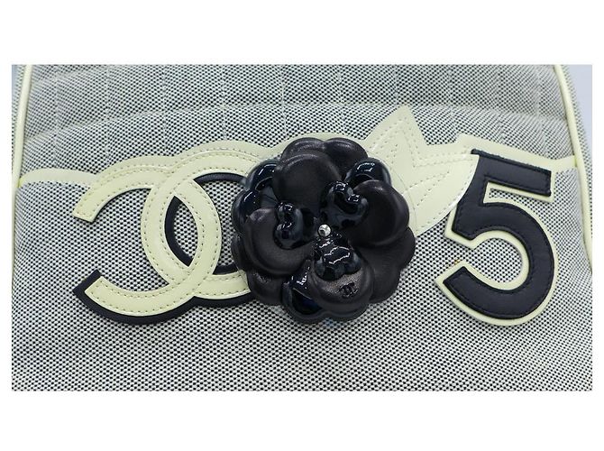 Borsa Chanel Camellia No.5 Grigia in Vernice Grigio - vista 6