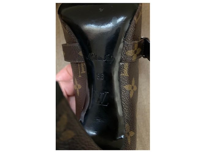 Décolleté Louis Vuitton Monogram Canvas Marrone 12cm - vista 9