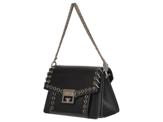 Borsa a tracolla Givenchy GV3 in pelle nera con borchie Nero - vista 2