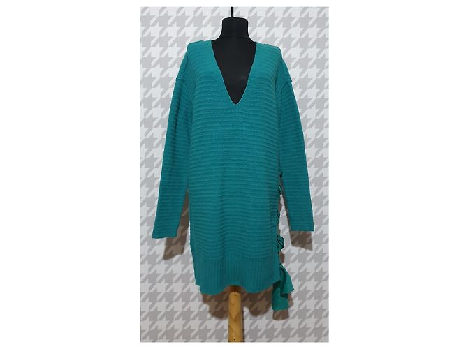 Free People blaue Pullover Tunika Kleid Türkis - Ansicht 3
