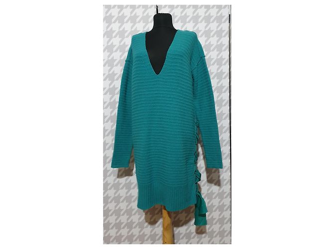Free People blaue Pullover Tunika Kleid Türkis - Ansicht 4