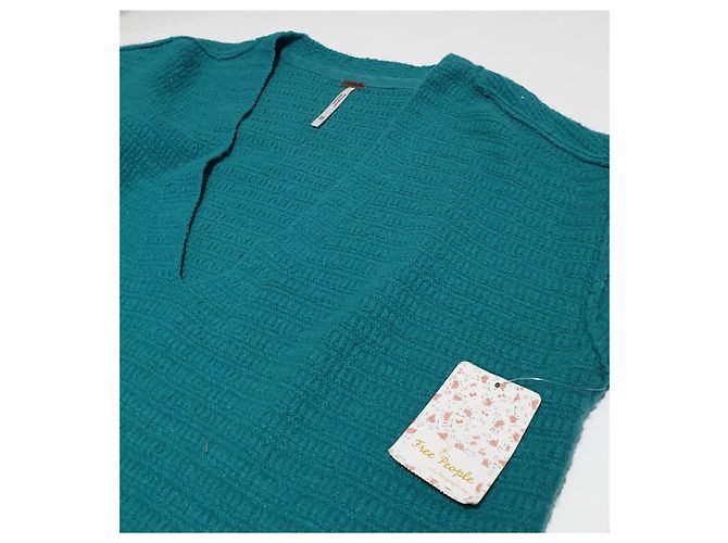 Free People blaue Pullover Tunika Kleid Türkis - Ansicht 6