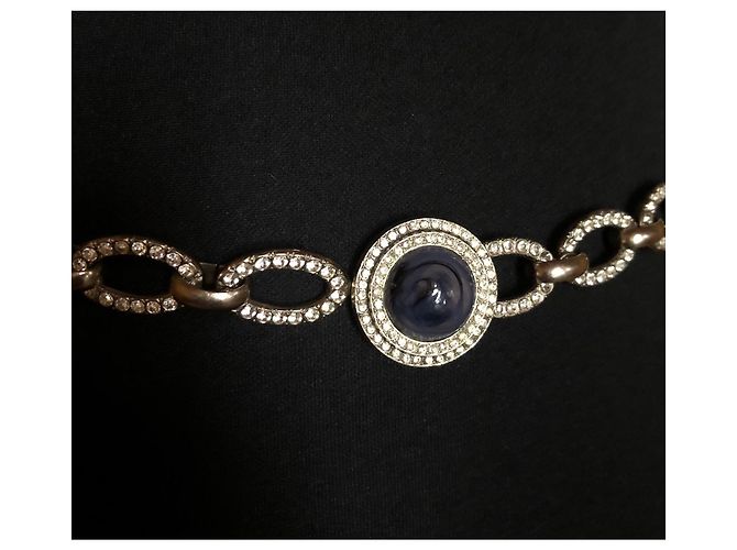 Collana Yves Saint Laurent in metallo argentato e strass Argento - vista 5