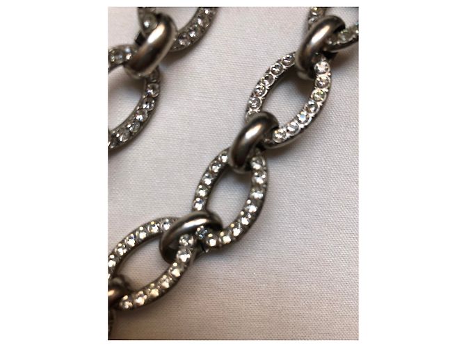 Collana Yves Saint Laurent in metallo argentato e strass Argento - vista 6