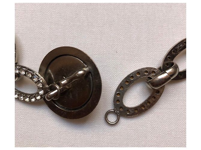 Collana Yves Saint Laurent in metallo argentato e strass Argento - vista 7