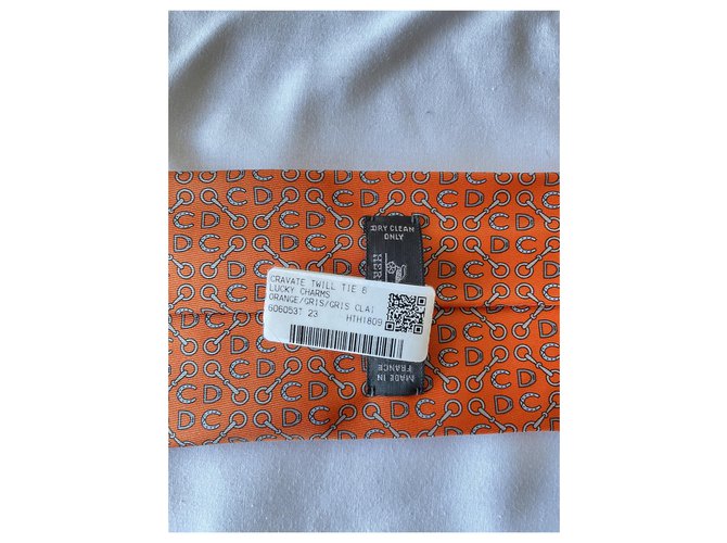 Hermès Cravate Glücksbringer Orange Grau - Ansicht 5