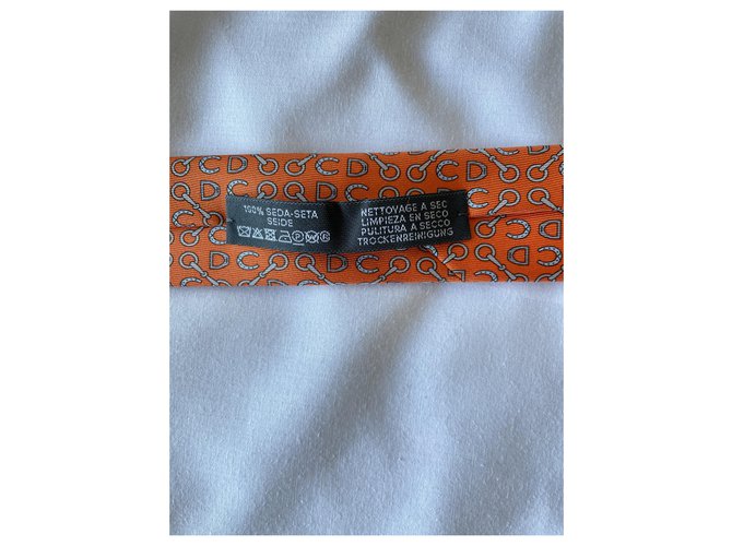 Hermès Cravate Glücksbringer Orange Grau - Ansicht 6
