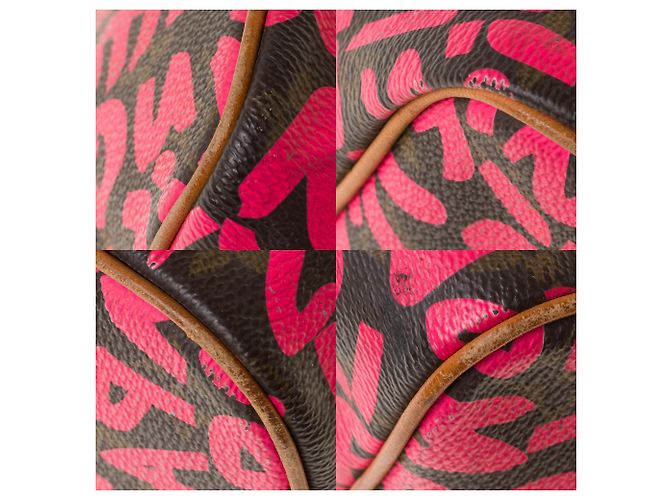 Rara borsa Louis Vuitton Speedy 30 edizione limitata "Graffiti" di Stephen Sprouse Marrone Rosa - vista 10