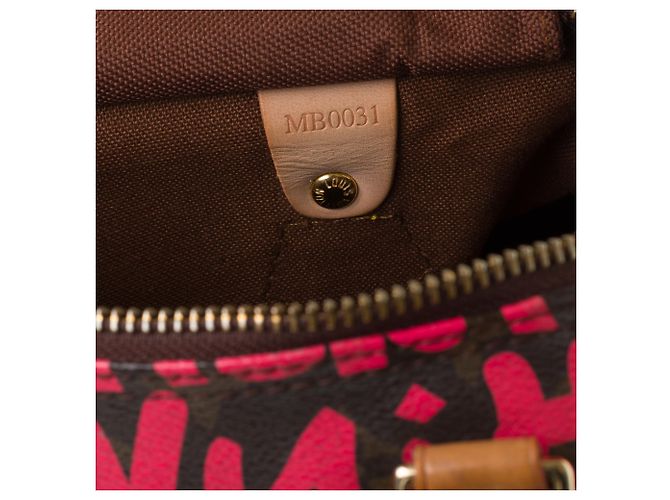 Rara borsa Louis Vuitton Speedy 30 edizione limitata "Graffiti" di Stephen Sprouse Marrone Rosa - vista 6